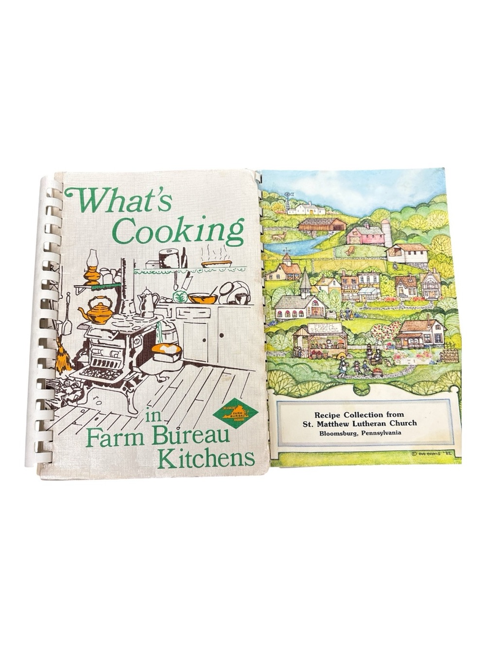Vintage Cookbooks bundle of 2 Farm Bureau Kitchens & St Matthews Lutheran Church